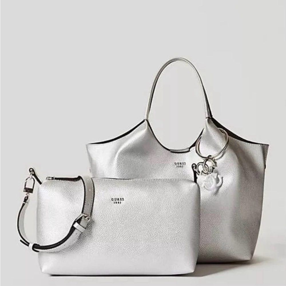 NWT GUESS Flora Large Shopper & Smaller Crossbody Handbag Tote 2pc Set